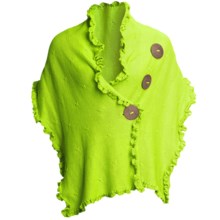 Pure Handknit Cotton Wrap - Love Me, Love Me Not (For Women) in Funky Lime - Closeouts