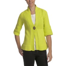 Pure Handknit Downtown Single-Knit Cotton Cardigan Sweater - Elbow Sleeve (For Women) in 914 Lucky Yellow - Closeouts