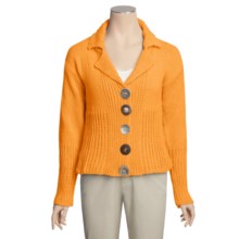 Pure Handknit Eco Cardigan Sweater - Mixed Media Buttons (For Women) in Big Love Orange - Closeouts