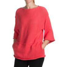 Pure Handknit Eco Pullover Sweater - Cotton, 3/4 Sleeve (For Women) in All You Need Is Love Coral - Closeouts