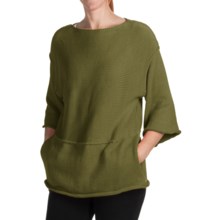 Pure Handknit Eco Pullover Sweater - Cotton, 3/4 Sleeve (For Women) in Green Canyon - Closeouts