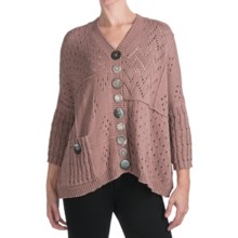 Pure Handknit Inspired Patchwork Poncho (For Women) in Muddle Pink - Closeouts