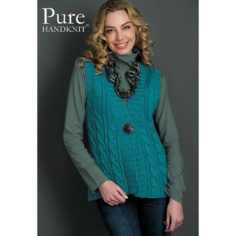 Pure Handknit Kami Button Sweater Vest (For Women) in Milan Turquoise