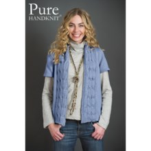 Pure Handknit Karli Cable Sweater - Short Sleeve (For Women) in Hot For Blue - Closeouts