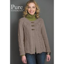 Pure Handknit Katy Cardigan Sweater - Cotton (For Women) in Baja Pebble - Closeouts