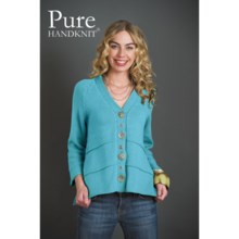 Pure Handknit Kelly Cardigan Sweater - V-Neck (For Women) in Retro Turquoise - Closeouts