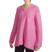 Pure Handknit Luxe Cotton Tunic Sweater (For Women) in 431 Sweet Pea Pink - Closeouts