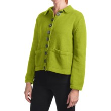 Pure Handknit Modern Cotton Cardigan Sweater (For Women) in 119 Urban Green - Closeouts