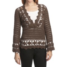 Pure Handknit Neya Crochet Pullover (For Women) in Brown Eyed Girl - Closeouts