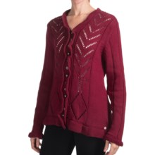Pure Handknit Passionate Ruffle Cardigan Sweater (For Women) in Rustic Wine - Closeouts