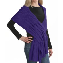 Pure Handknit Pull-Through Ribbed Scarf (For Women) in Beautiful Periwinkle - Closeouts
