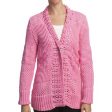 Pure Handknit Sarabrui Textured Knit Cardigan Sweater (For Women) in Sweet Pea Pink - Closeouts