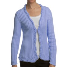 Pure Handknit Satun Looped Trim Cardigan Sweater (For Women) in Come Sail Away Lt Blue - Closeouts