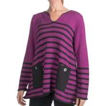 Pure Handknit Vintage Stripe Sweater (For Women) in Berry - Closeouts