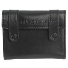Quiksilver Recon Bi-Fold Snap Wallet - Leather (For Men) in Black - Closeouts