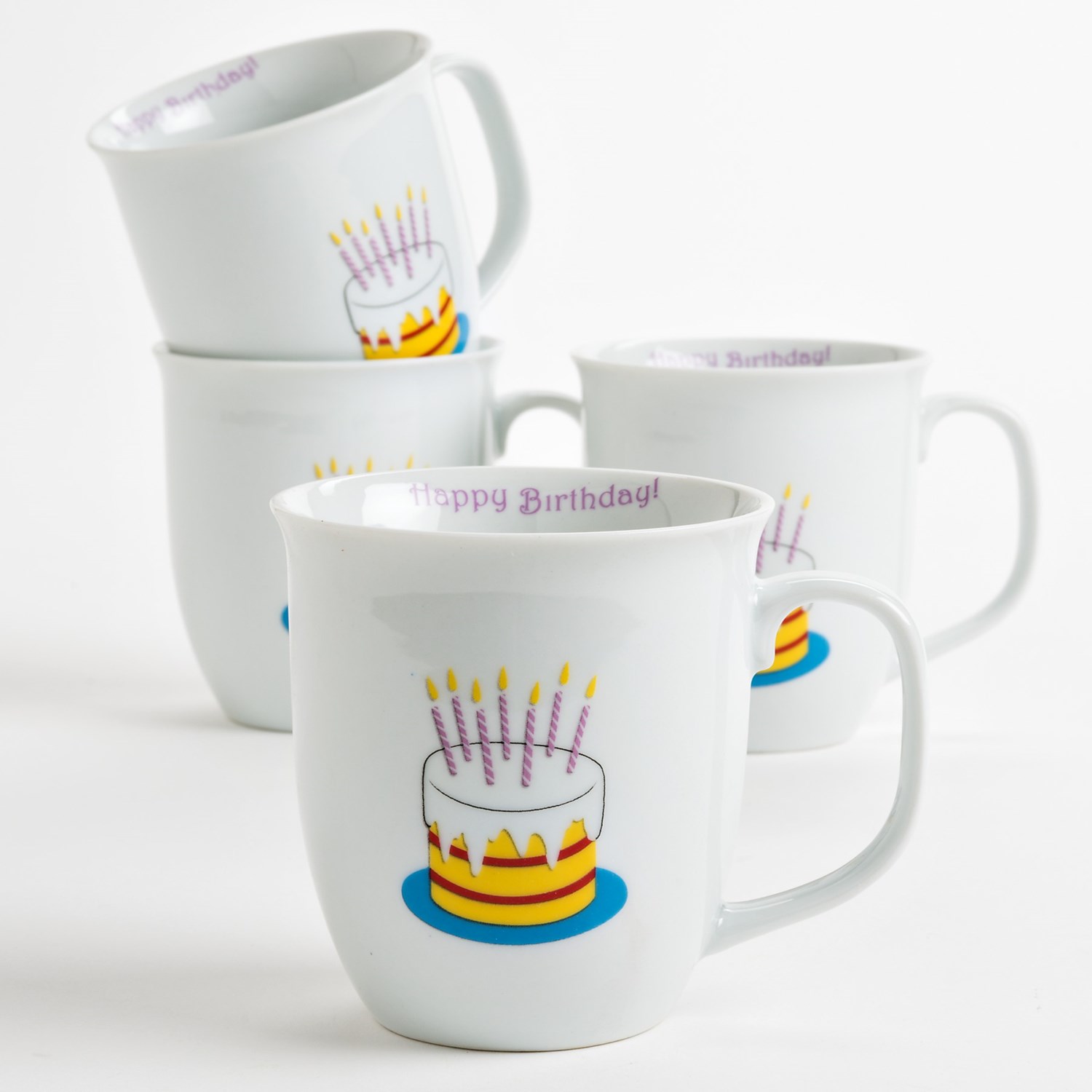 R2 Zrike Brands Sweet Coffee/Tea Mugs Porcelain, Set of 4 in Happy