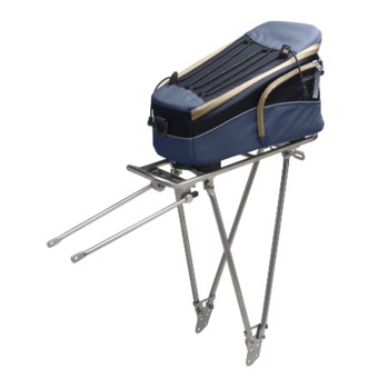 Racktime Fold-It Rear Bike Rack with Trunkit - Small in Storm Blue/ Deep Blue