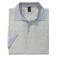 Raffi Luxe Stripe Polo Shirt - Short Sleeve (For Men) in Sky - Closeouts