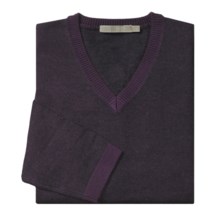 Raffi Merino Wool Sweater - V-Neck (For Men) in Heather Wine - Closeouts
