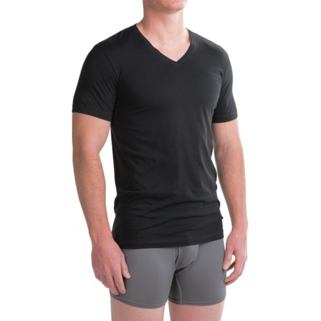 Ragman Pima Cotton V-Neck Undershirts - 2-Pack, Short Sleeve For Men