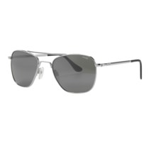 Randolph Aviator 52mm Sunglasses - Glass Mirror Lenses in Bright Chrome/Grey Flash Mirror/Skull Temple - Closeouts