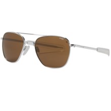 Randolph Aviator 55mm Sunglasses - Polarized, Glass Lenses in Bright Chrome/Tan Polarized/Bayonet Temple - Closeouts