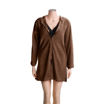 Rapz Swimwear Cover-Up Hoodie Top - Premium Terry, Long Sleeve (For Women) in Chocolate
