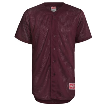 Rawlings Double Play Baseball Jersey - Short Sleeve (For Men) in Maroon