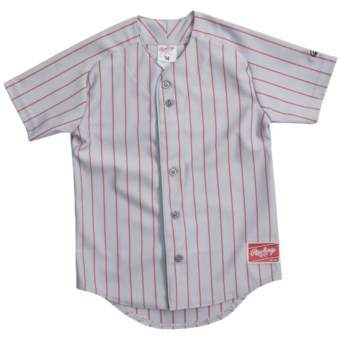 Rawlings Pinch Hitter Baseball Jersey - Short Sleeve (For Youth) in Dodger Grey/Scarlet