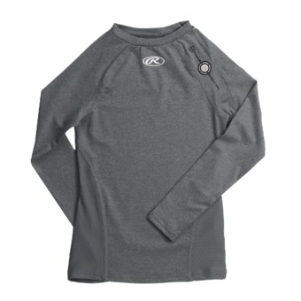 Rawlings Power Balance Heat Fusion Compression Top - Long Sleeve (For Youth Boys) in Athletic Grey
