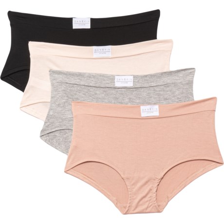 Danskin Rayon-Spandex Panties - 4-Pack, Boy Shorts (For Women) - KINSHIP/LIGHT HEATHER GREY/AFTERGLOW/BLACK (L )