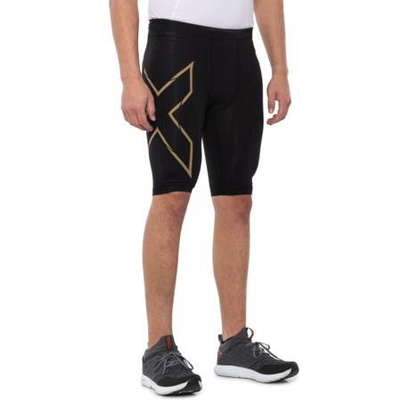 2XU Reflective Run Compression Shorts (For Men) - BLACK/GOLD REFLECTIVE (L )