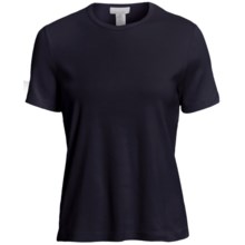 Relaxed Cotton Jersey Shirt - Crew Neck, Short Sleeve (For Women) in Navy - 2nds