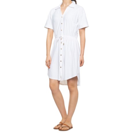 Cabana Life Relaxed Shirt Dress - UPF 50+, Short Sleeve (For Women) - WHITE (M )