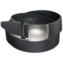 Remo Tulliani Distressed Leather Belt - Antique Nickel Plaque Buckle (For Men) in Black - Closeouts
