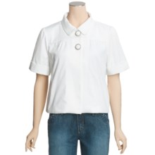 Renuar Cotton Pique Crop Jacket - Short Sleeve (For Women) in White - Closeouts