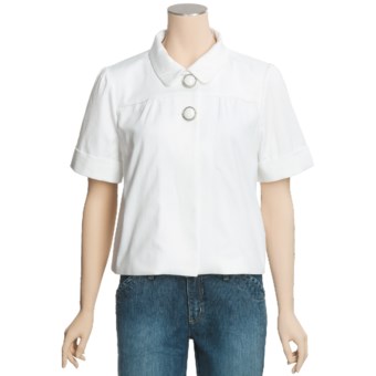 Renuar Cotton Pique Crop Jacket - Short Sleeve (For Women) in White