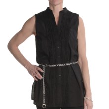Renuar Cotton Voile Tunic Shirt - Sleeveless (For Women) in Black - Closeouts