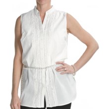 Renuar Cotton Voile Tunic Shirt - Sleeveless (For Women) in White - Closeouts