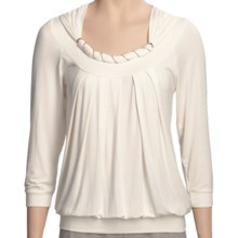 Renuar Gathered Neck Shirt - 3/4 Sleeve (For Women) in Offwhite - Closeouts