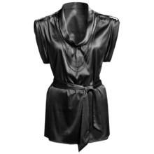 Renuar Matte Satin Shirt - Short Sleeve (For Women) in Black - Closeouts