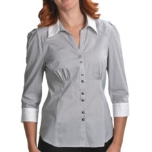 Renuar Pinstripe Shirt - Stretch Cotton, 3/4 Sleeve (For Women) in Combo Black - Closeouts