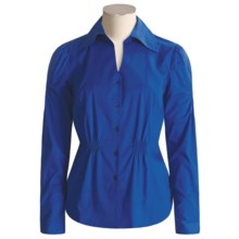 Renuar Smocked Waist Shirt - Cotton-Rich, Long Sleeve (For Women) in Bright Blue - Closeouts