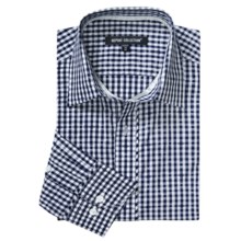 Report Collection Gingham Jaquard Sport Shirt - Long Sleeve (For Men) in Navy - Closeouts