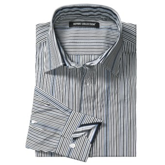 Report Collection Multi-Color Stripe Sport Shirt - Cotton, Long Sleeve (For Men) in Ink