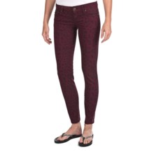 Request Jeans Leopard Print Skinny Jeans - Low Rise (For Women) in Burgandy - Closeouts