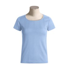 Rib Knit Shirt - Short Sleeve (For Women) in Light Blue - 2nds