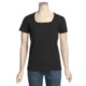 Ribbed Square Neck T-Shirt - Short Sleeve (For Women)