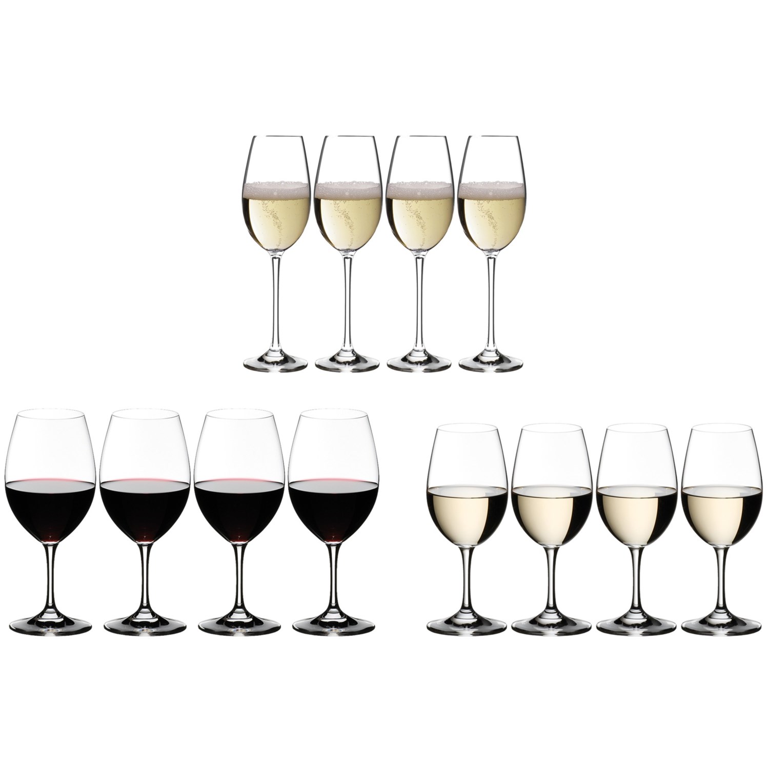 Riedel Ouverture Red, White and Champagne Wine Glasses (4 of each