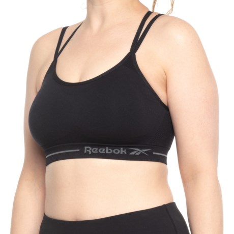 Reebok Rise Up Seamless Strappy Sports Bra - Medium Impact (For Women) - BLACK (XL )